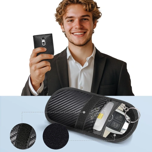 Klatka Faradaya Tech-Protect KLR100 Pouch Keyless RFID Signal Blocker Case Carbon