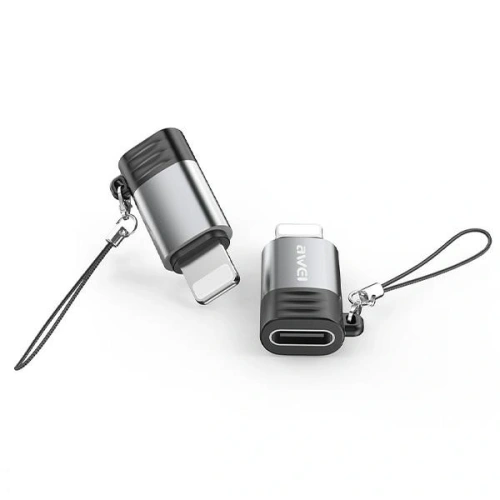 Adapter AWEI A11 USB-C / Lightning szary/grey