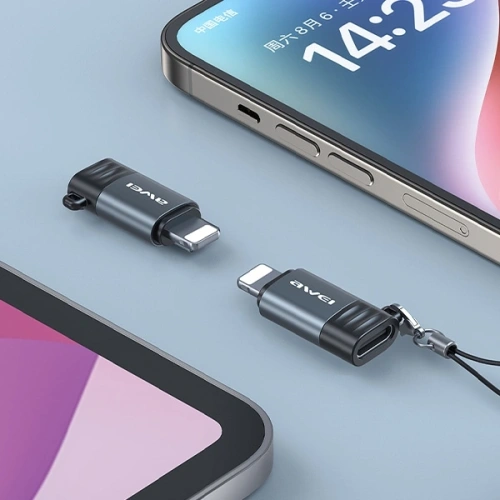 Adapter AWEI A11 USB-C / Lightning szary/grey