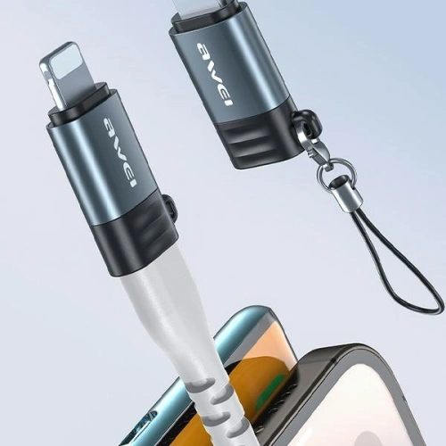 Adapter AWEI A11 USB-C / Lightning szary/grey