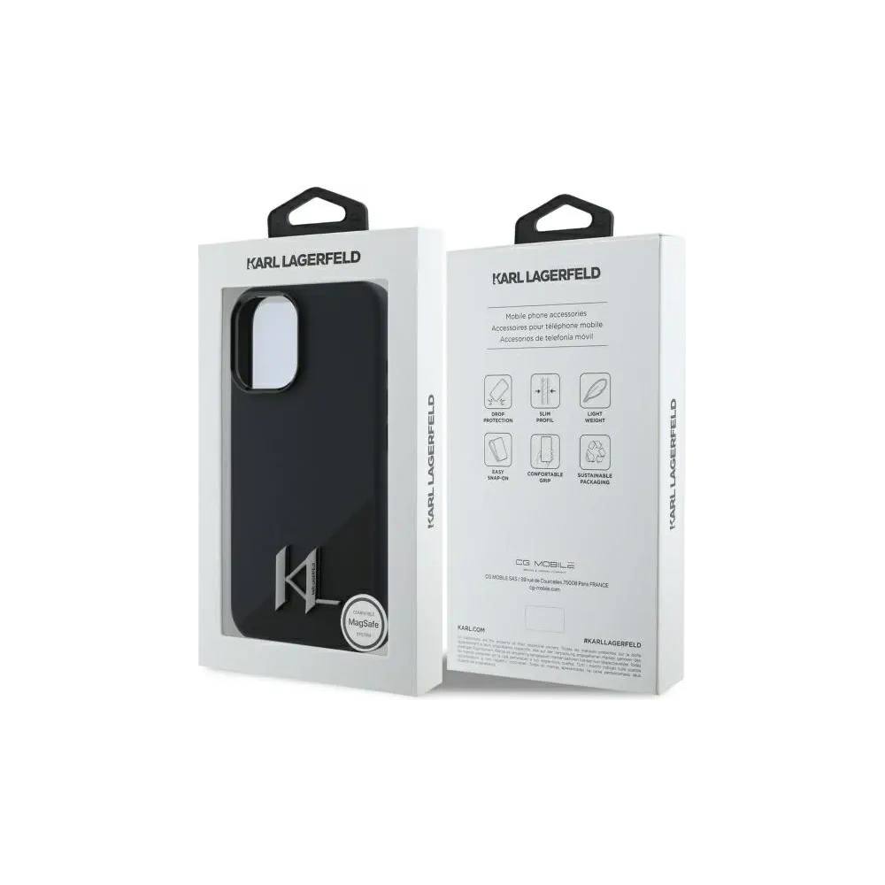 Hurtownia GSM - Etui Karl Lagerfeld KLHMP16SSCMKMPCK Apple iPhone 16 hardcase Silicone Shadow Metal Initial MagSafe czarny/black - KLD21772 - {ean13} - Hurt