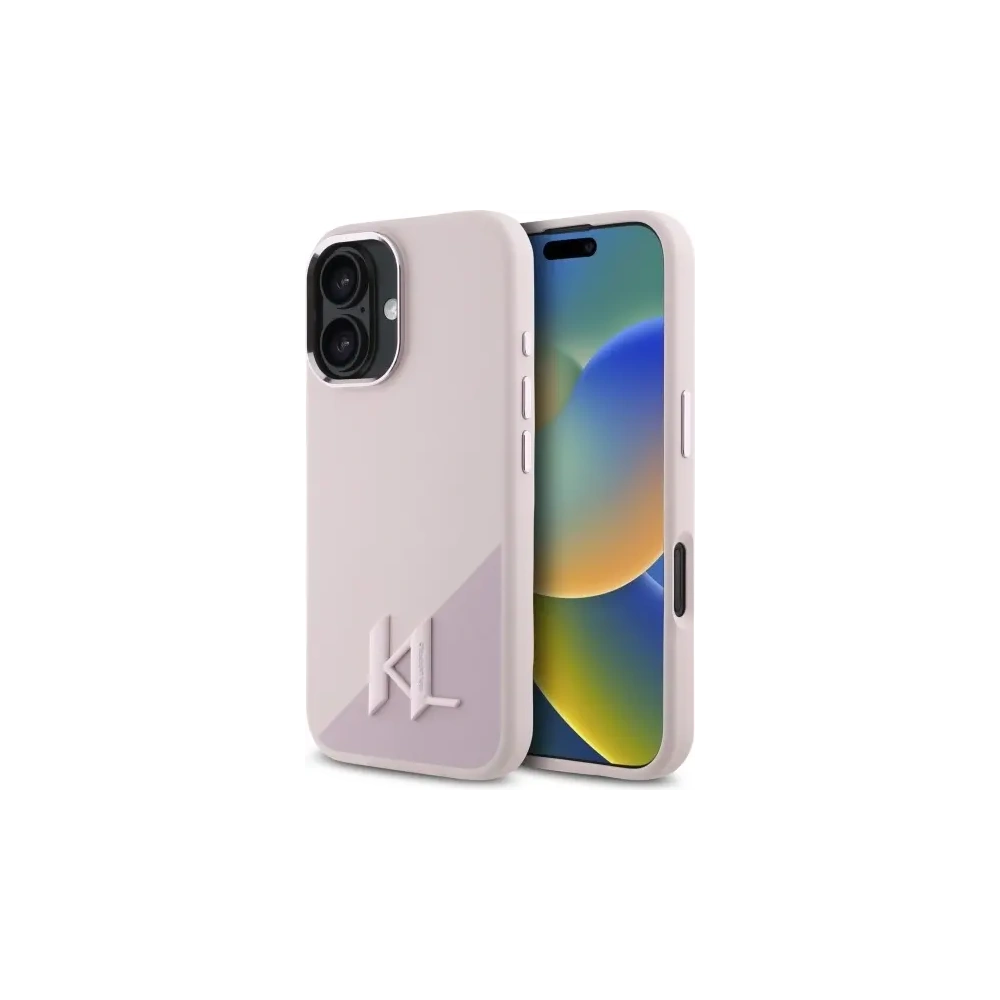 Wholesale Karl Lagerfeld KLHMP16SSCMKMPCP Apple iPhone 16 hardcase Silicone Shadow Metal Initial MagSafe pink - KLD21773 - {ean13} - Hurt