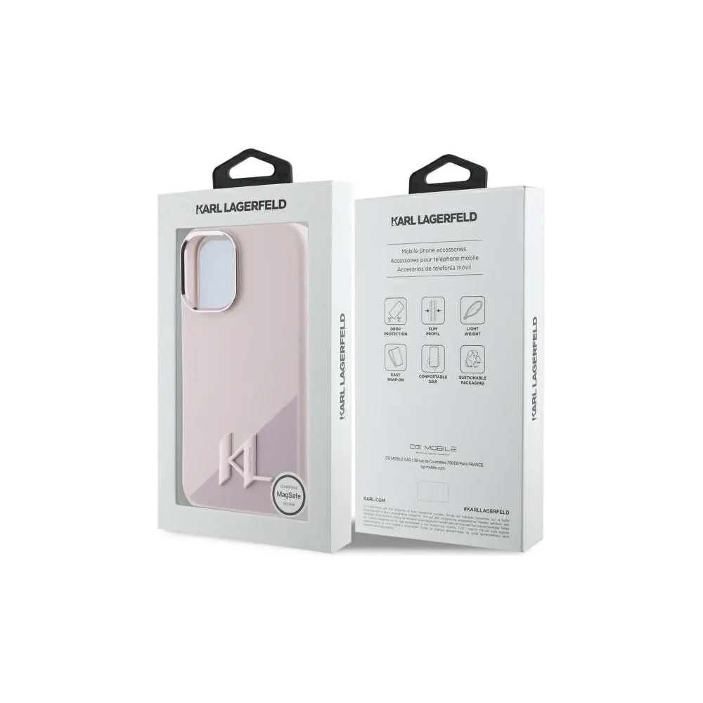 Hurtownia GSM - Etui Karl Lagerfeld KLHMP16SSCMKMPCP Apple iPhone 16 hardcase Silicone Shadow Metal Initial MagSafe różowy/pink - KLD21773 - {ean13} - Hurt