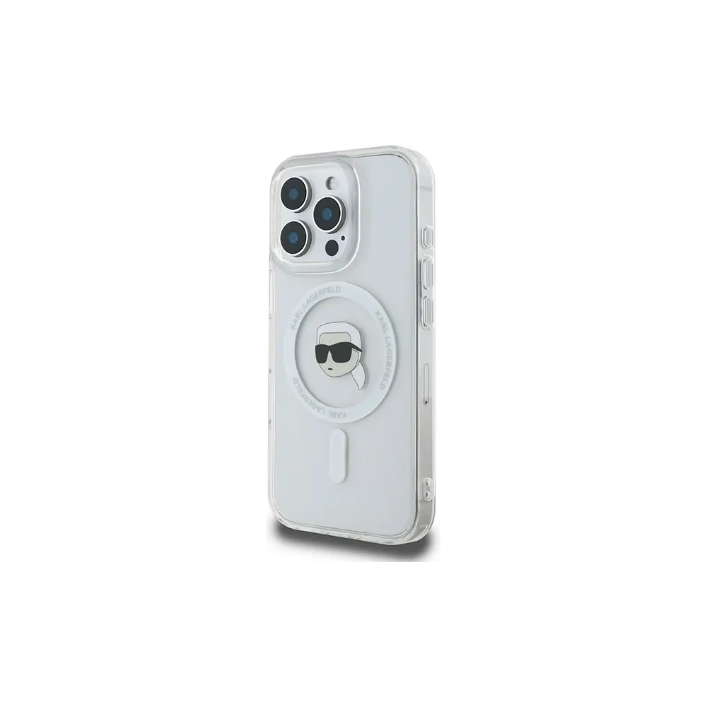 Wholesale Karl Lagerfeld KLHMP16XHLSKIH Apple iPhone 16 Pro Max hardcase IML Metal Karl Head MagSafe white - KLD21776 - {ean13} - Hurt
