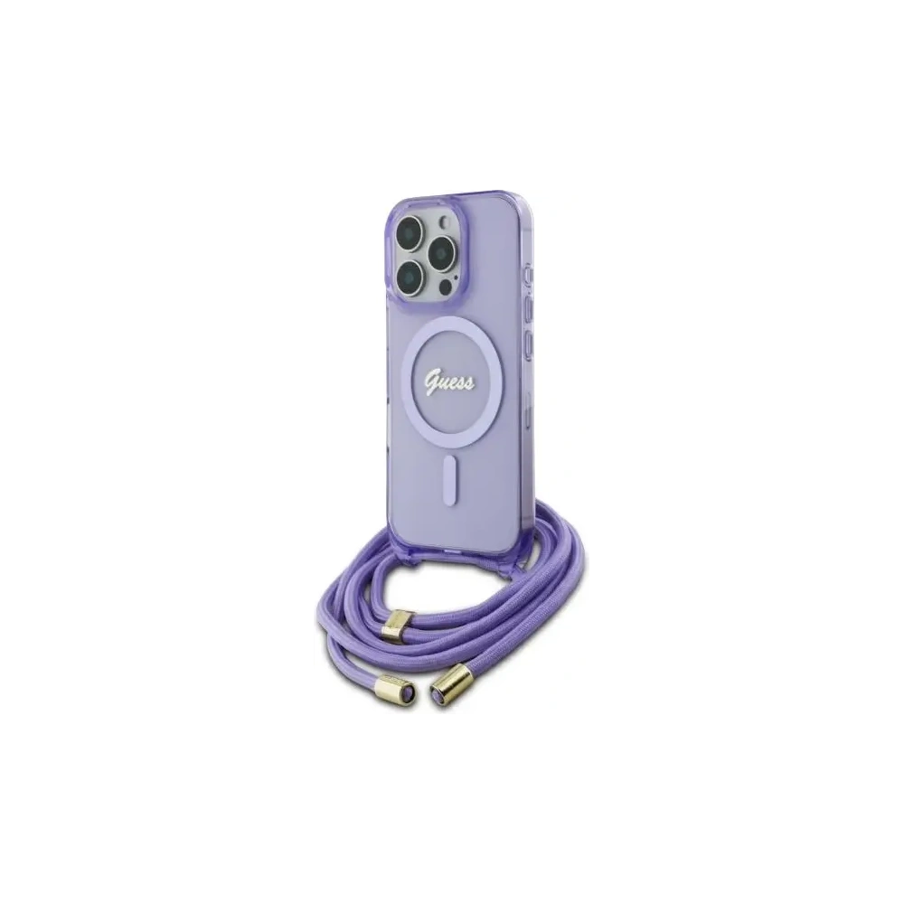 Hurtownia GSM - Guess GUHMP16XHCTSGNSU Apple iPhone 16 Pro Max Hartschale Crossbody Cord Script MagSafe lila - GUE3676 - {ean13} - Hurt