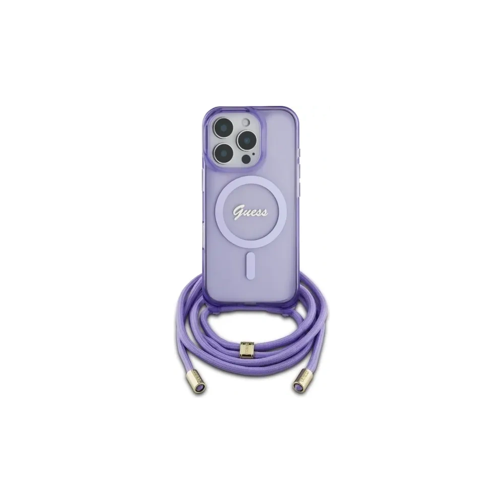 Hurtownia GSM - Guess GUHMP16XHCTSGNSU Apple iPhone 16 Pro Max Hartschale Crossbody Cord Script MagSafe lila - GUE3676 - {ean13} - Hurt