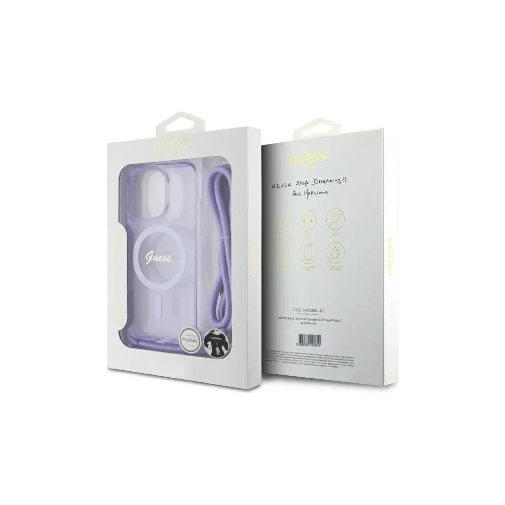 Hurtownia GSM - Guess GUHMP16XHCTSGNSU Apple iPhone 16 Pro Max Hartschale Crossbody Cord Script MagSafe lila - GUE3676 - {ean13} - Hurt