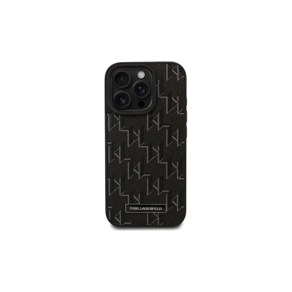 Hurtownia GSM - Etui Karl Lagerfeld KLHMP16XPKHPORPK Apple iPhone 16 Pro Max hardcase Kožené Monogram Metal Logo MagSafe černé/black - KLD21780 - {ean13} - Hurt