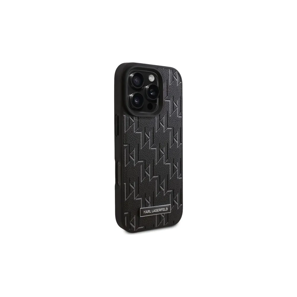 Hurtownia GSM - Etui Karl Lagerfeld KLHMP16XPKHPORPK Apple iPhone 16 Pro Max hardcase Kožené Monogram Metal Logo MagSafe černé/black - KLD21780 - {ean13} - Hurt