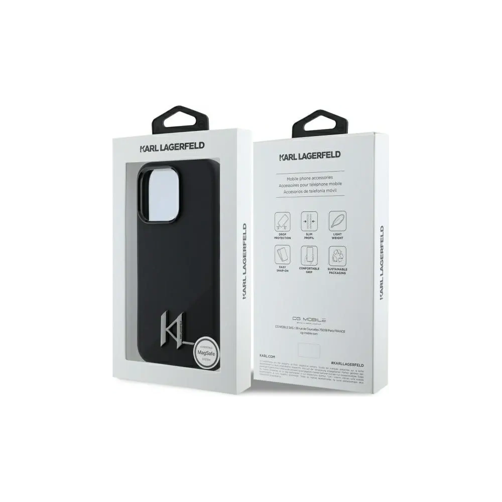 Hurtownia GSM - Karl Lagerfeld KLHMP16XSCMKMPCK Apple iPhone 16 Pro Max Hardcase Silikon Schatten Metall Initial MagSafe schwarz - KLD21781 - {ean13} - Hurt