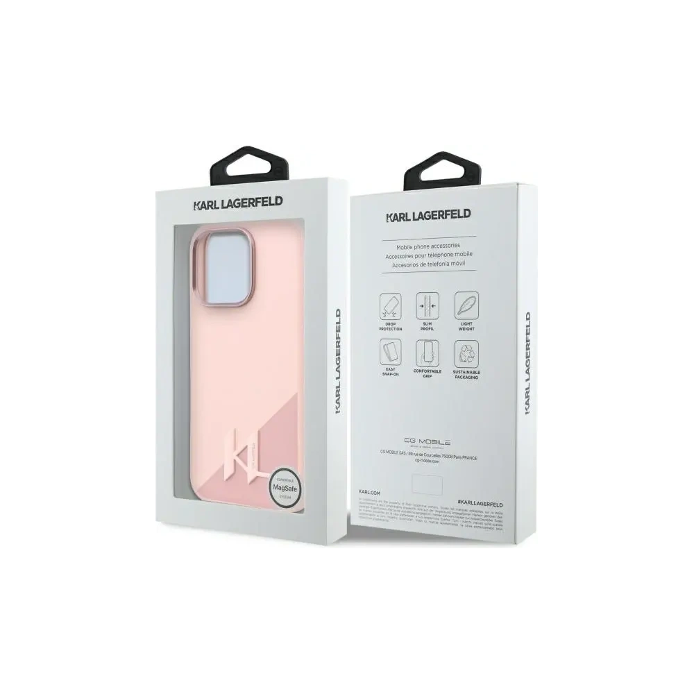 Hurtownia GSM - Etui Karl Lagerfeld KLHMP16XSCMKMPCP Apple iPhone 16 Pro Max hardcase Silicone Shadow Metal Initial MagSafe różowy/pink - KLD21782 - {ean13} - Hurt