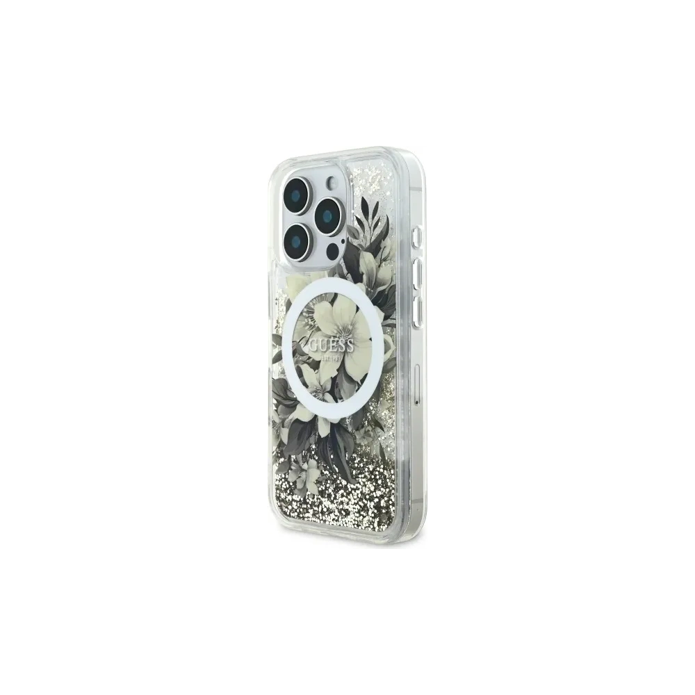 Hurtownia GSM - Etui Guess GUHMP16XLFMWTE Apple iPhone 16 Pro Max hardcase Liquid Glitter Flower MagSafe béžový/beige - GUE3681 - {ean13} - Hurt