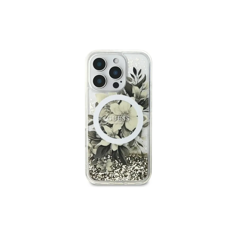 Hurtownia GSM - Etui Guess GUHMP16XLFMWTE Apple iPhone 16 Pro Max hardcase Liquid Glitter Flower MagSafe béžový/beige - GUE3681 - {ean13} - Hurt
