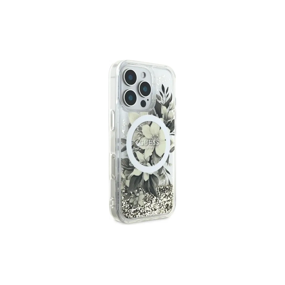Hurtownia GSM - Etui Guess GUHMP16XLFMWTE Apple iPhone 16 Pro Max hardcase Liquid Glitter Flower MagSafe beżowy/beige - GUE3681 - {ean13} - Hurt