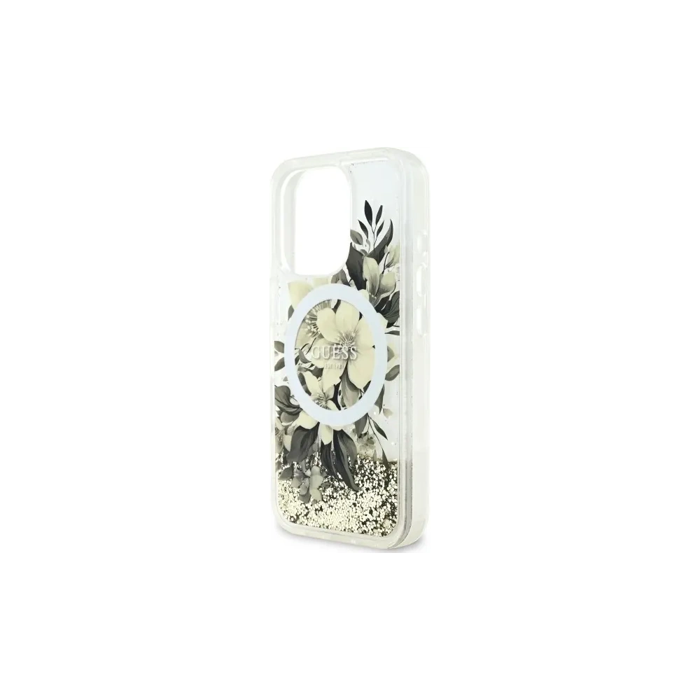 Wholesale Guess GUHMP16XLFMWTE Apple iPhone 16 Pro Max hardcase Liquid Glitter Flower MagSafe beige - GUE3681 - {ean13} - Hurt