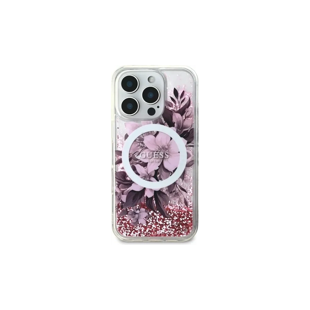 Hurtownia GSM - Etui Guess GUHMP16XLFMWTP Apple iPhone 16 Pro Max hardcase Liquid Glitter Flower MagSafe růžový/pink - GUE3682 - {ean13} - Hurt