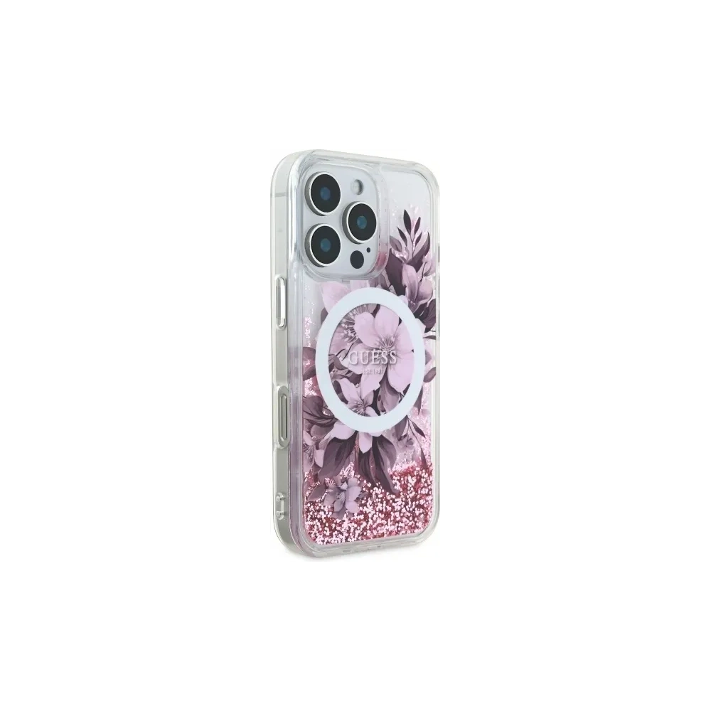 Hurtownia GSM - Etui Guess GUHMP16XLFMWTP Apple iPhone 16 Pro Max hardcase Liquid Glitter Flower MagSafe růžový/pink - GUE3682 - {ean13} - Hurt
