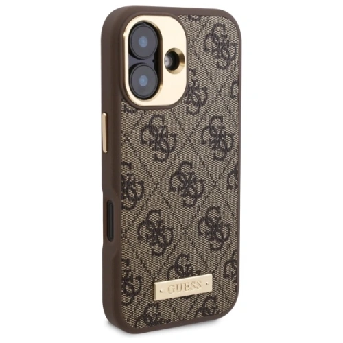 Etui Guess GUHMP16MU4GPRW Apple iPhone 16 Plus hardcase 4G Logo Plate MagSafe brązowy/brown