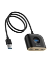 Adapter USB 4w1 Baseus Square Round, HUB USB 3.0 do 1x USB 3.0 + 3x USB 2.0, 1m (czarny)