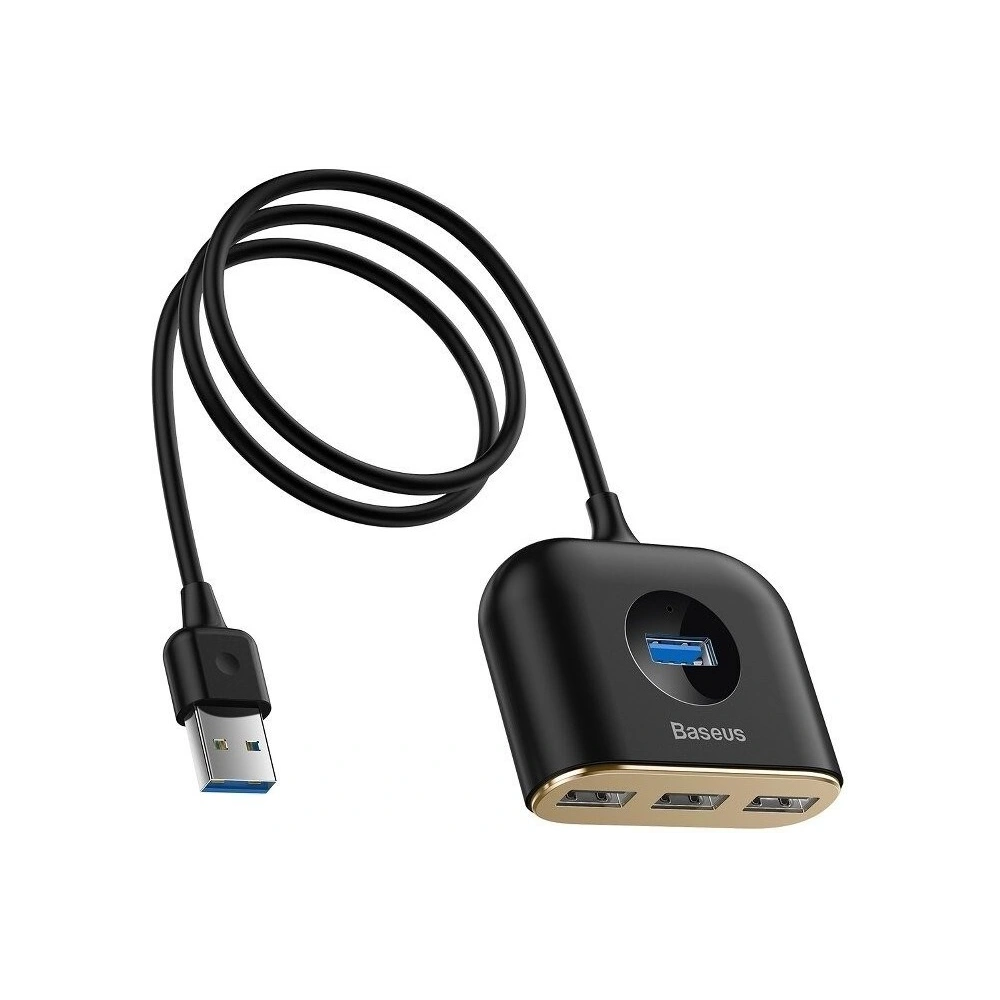 Hurtownia GSM - Adapter USB 4w1 Baseus Square Round, HUB USB 3.0 do 1x USB 3.0 + 3x USB 2.0, 1m (czarny) - BSU1266BLK - {ean13} - Hurt