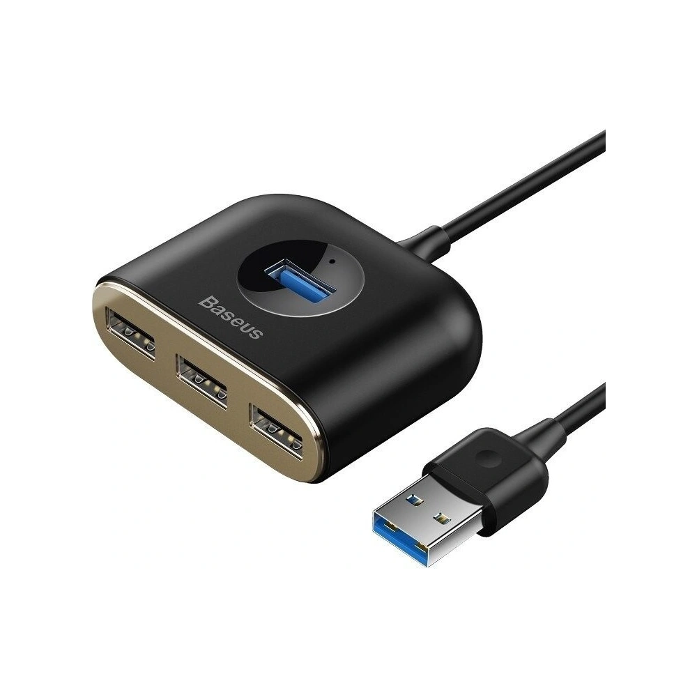 Hurtownia GSM - Adapter USB 4w1 Baseus Square Round, HUB USB 3.0 do 1x USB 3.0 + 3x USB 2.0, 1m (czarny) - BSU1266BLK - {ean13} - Hurt