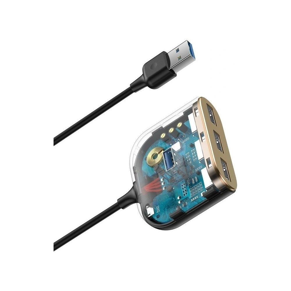 Hurtownia GSM - Adapter USB 4w1 Baseus Square Round, HUB USB 3.0 do 1x USB 3.0 + 3x USB 2.0, 1m (czarny) - BSU1266BLK - {ean13} - Hurt