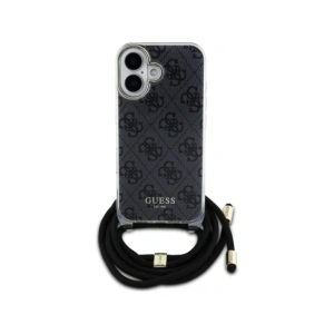 Etui Guess GUHCP16SHC4SEK Apple iPhone 16 hardcase Crossbody Cord 4G Print czarny/black
