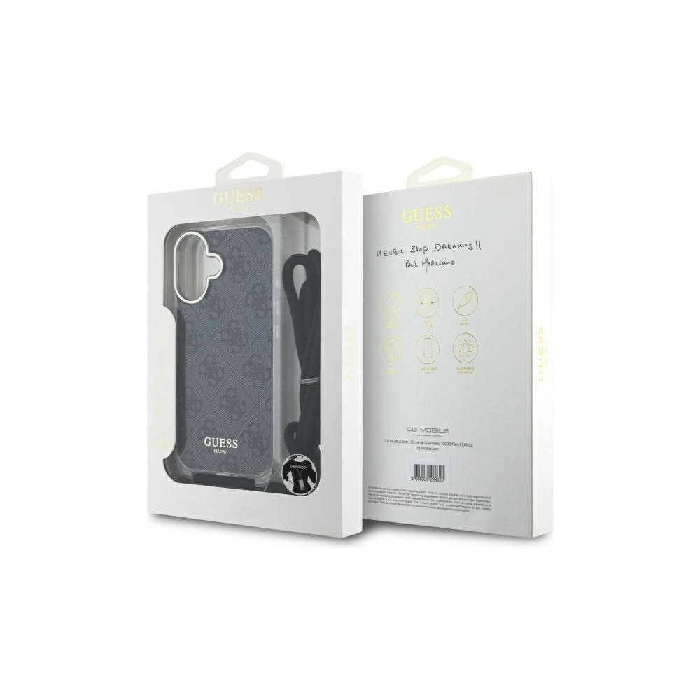 Hurtownia GSM - Etui Guess GUHCP16SHC4SEK Apple iPhone 16 hardcase Crossbody Cord 4G Print černý/black - GUE4073 - {ean13} - Hurt