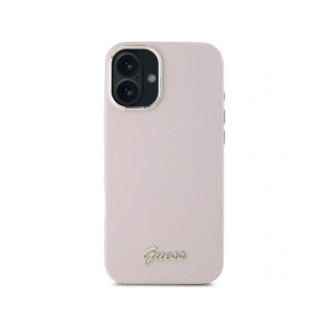 Etui Guess GUHCP16SSMBSLP Apple iPhone 16 hardcase Silicone Script Metal Logo & Frame różowy/pink