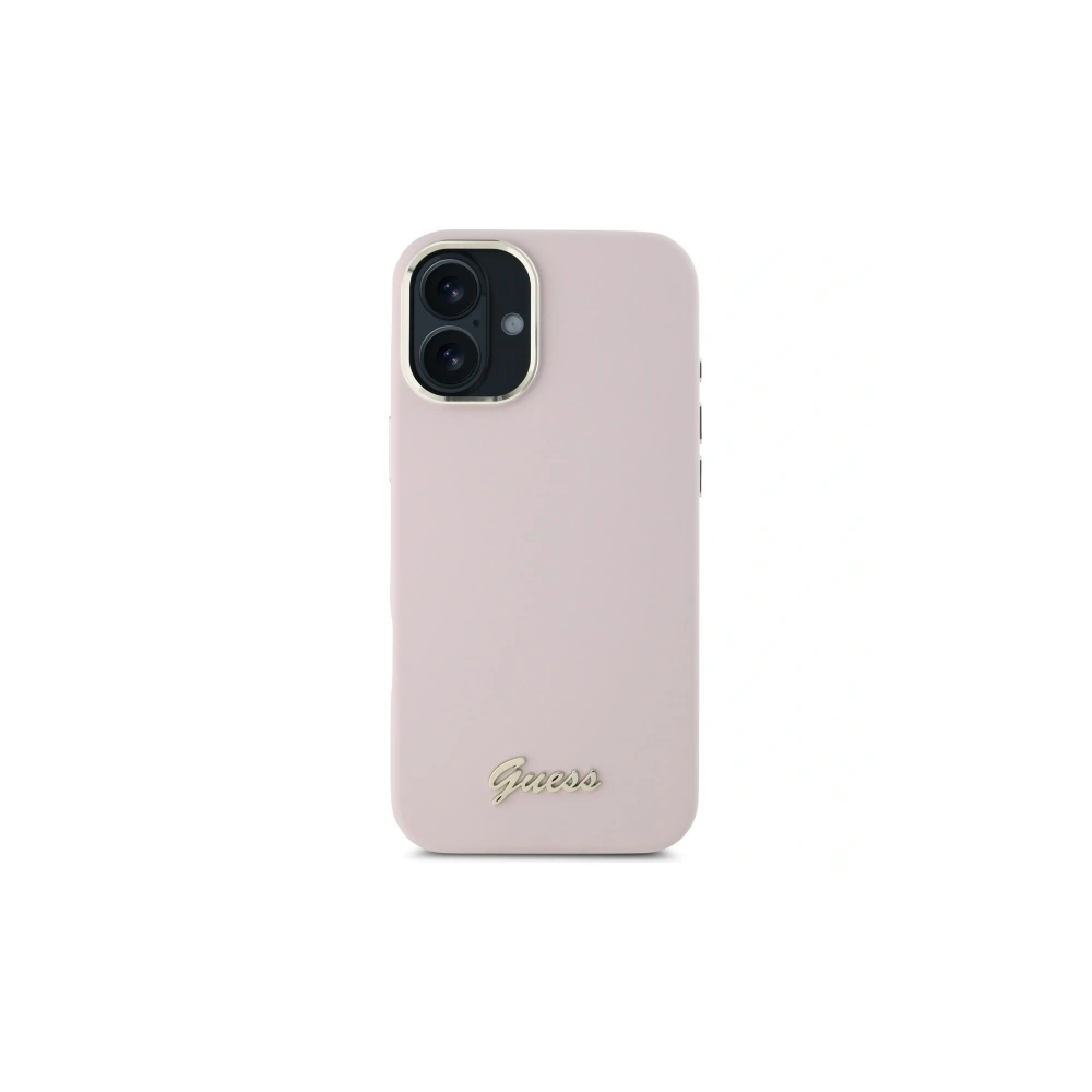 Hurtownia GSM - Etui Guess GUHCP16SSMBSLP Apple iPhone 16 hardcase silikonový script metalové logo a rám růžový/pink - GUE4075 - {ean13} - Hurt