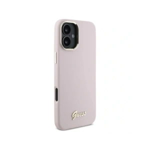 Etui Guess GUHCP16SSMBSLP Apple iPhone 16 hardcase Silicone Script Metal Logo & Frame różowy/pink