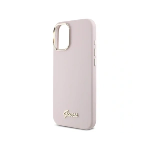Etui Guess GUHCP16SSMBSLP Apple iPhone 16 hardcase Silicone Script Metal Logo & Frame różowy/pink