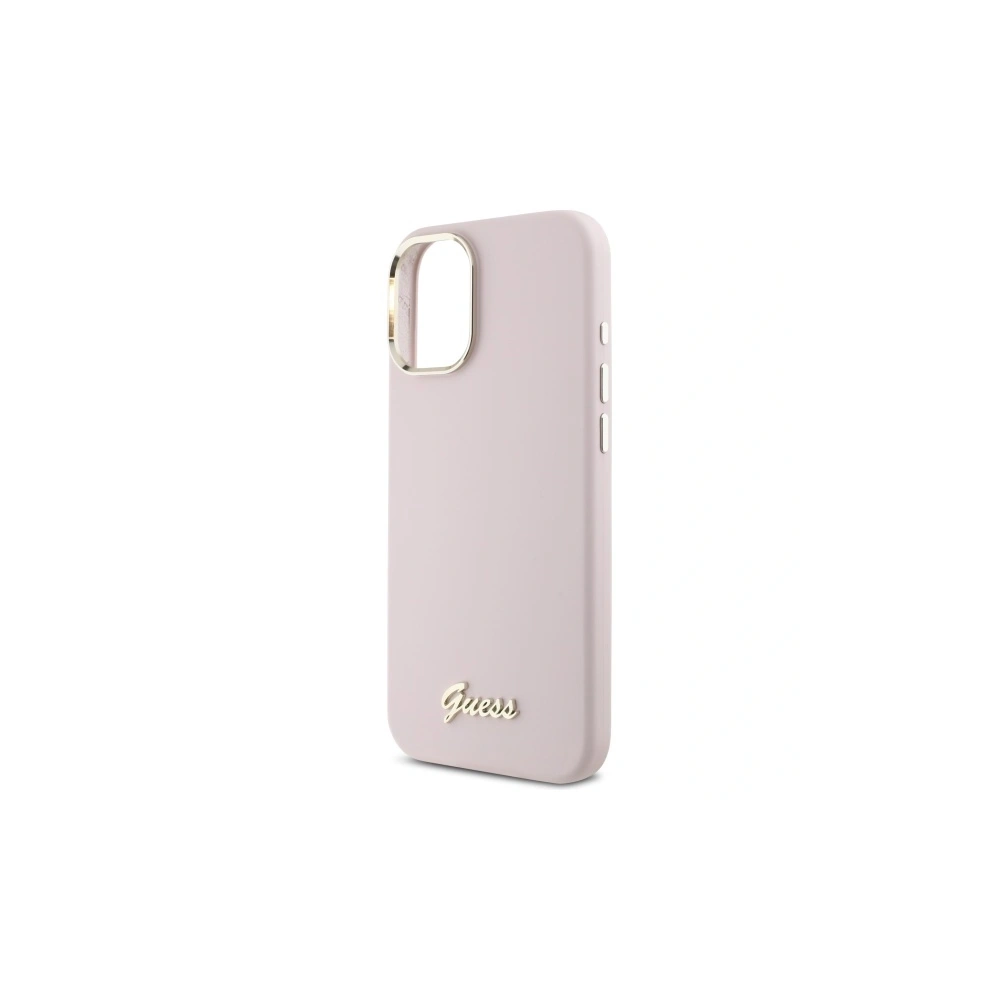 Hurtownia GSM - Etui Guess GUHCP16SSMBSLP Apple iPhone 16 hardcase silikonový script metalové logo a rám růžový/pink - GUE4075 - {ean13} - Hurt