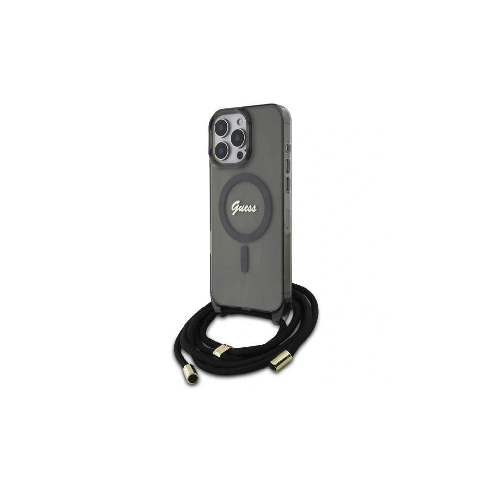 Hurtownia GSM - Guess GUHMP16LHCTSGNSK Apple iPhone 16 Pro husă dură Crossbody Cord Script MagSafe neagră - GUE4078 - {ean13} - Hurt