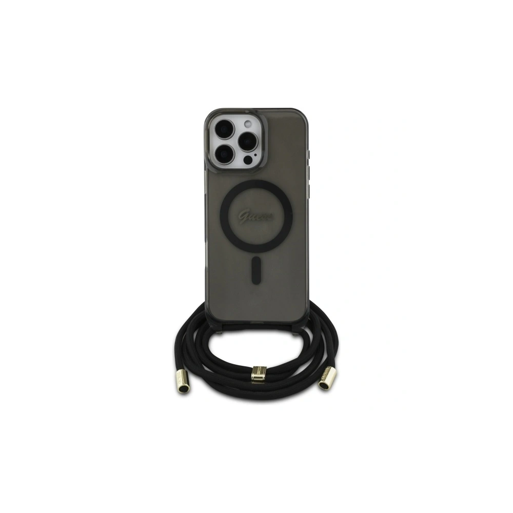Wholesale Guess GUHMP16LHCTSGNSK Apple iPhone 16 Pro hardcase Crossbody Cord Script MagSafe black - GUE4078 - {ean13} - Hurt