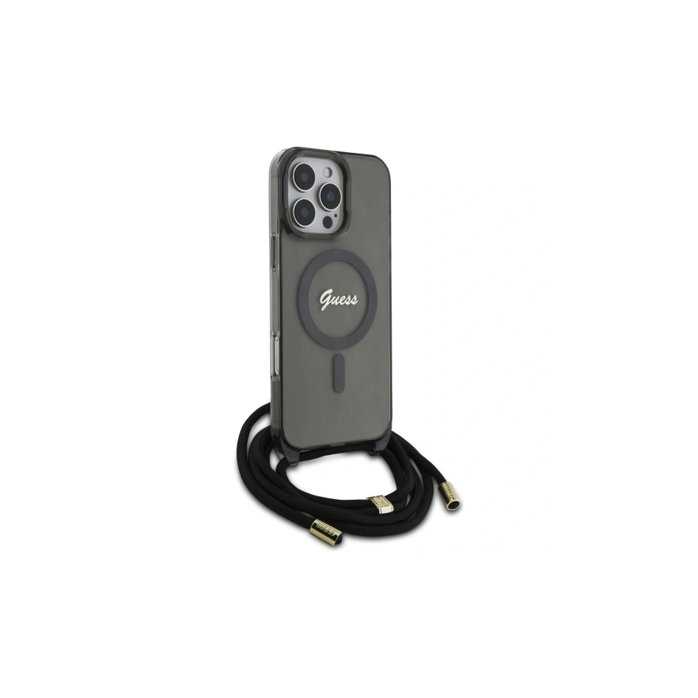 Wholesale Guess GUHMP16LHCTSGNSK Apple iPhone 16 Pro hardcase Crossbody Cord Script MagSafe black - GUE4078 - {ean13} - Hurt