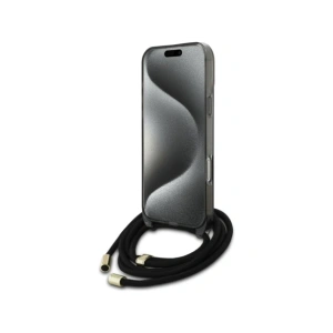 Etui Guess GUHMP16LHCTSGNSK Apple iPhone 16 Pro hardcase Crossbody Cord Script MagSafe czarny/black