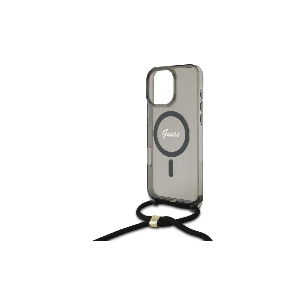 Hurtownia GSM - Guess GUHMP16LHCTSGNSK Apple iPhone 16 Pro husă dură Crossbody Cord Script MagSafe neagră - GUE4078 - {ean13} - Hurt