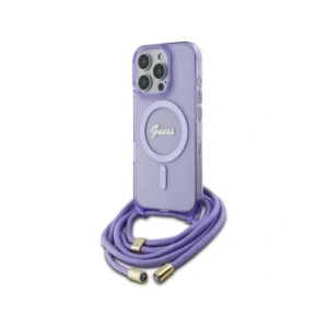 Etui Guess GUHMP16LHCTSGNSU Apple iPhone 16 Pro hardcase Crossbody Cord Script MagSafe fioletowy/purple