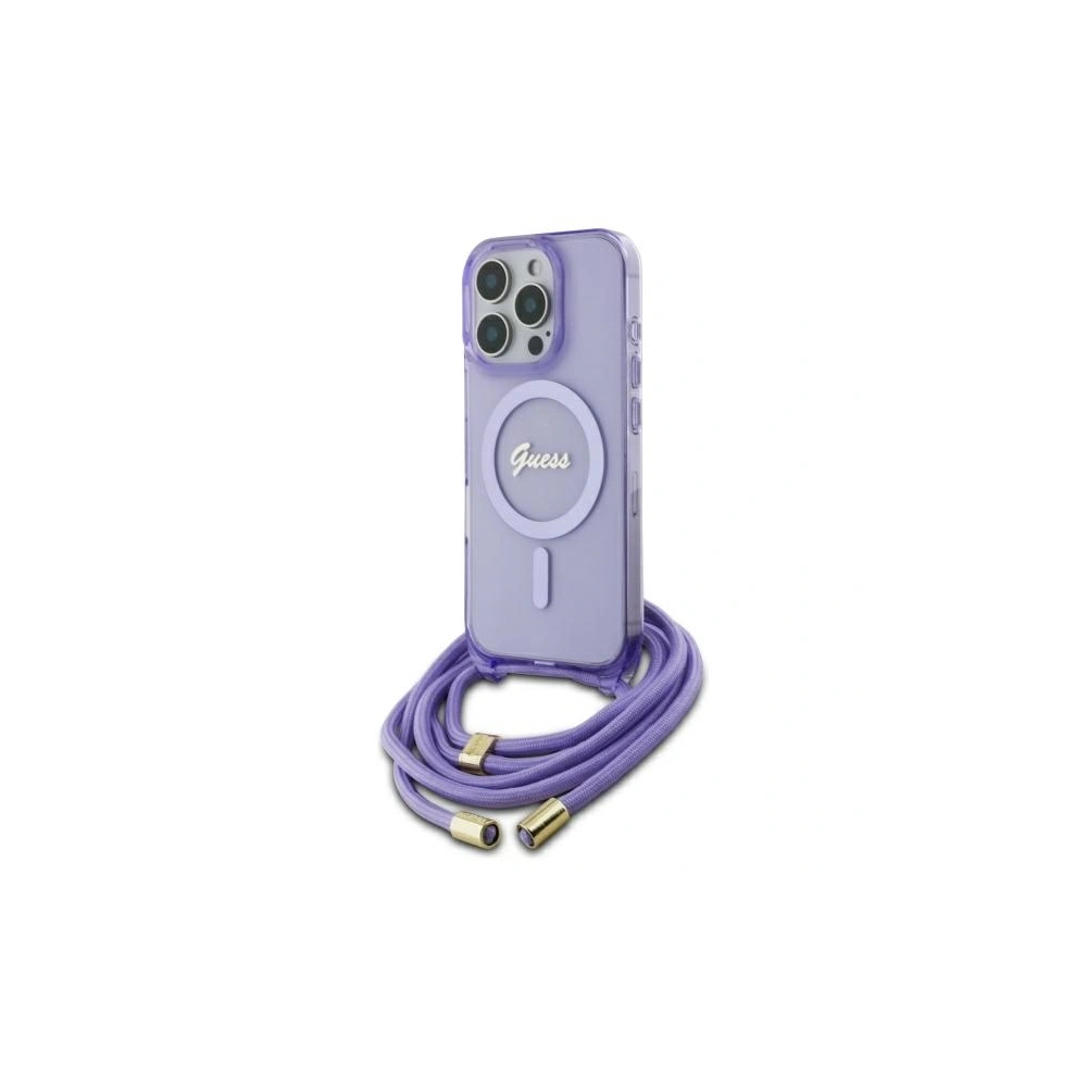 Hurtownia GSM - Etui Guess GUHMP16LHCTSGNSU Apple iPhone 16 Pro hardcase Crossbody Cord Script MagSafe fioletowy/purple - GUE4079 - {ean13} - Hurt