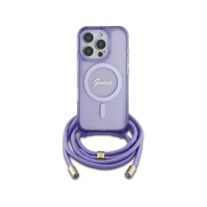 Etui Guess GUHMP16LHCTSGNSU Apple iPhone 16 Pro hardcase Crossbody Cord Script MagSafe fioletowy/purple