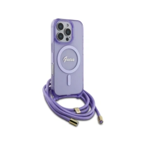 Etui Guess GUHMP16LHCTSGNSU Apple iPhone 16 Pro hardcase Crossbody Cord Script MagSafe fioletowy/purple