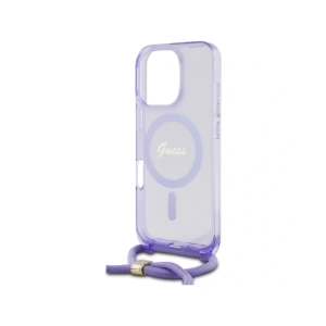 Etui Guess GUHMP16LHCTSGNSU Apple iPhone 16 Pro hardcase Crossbody Cord Script MagSafe fioletowy/purple