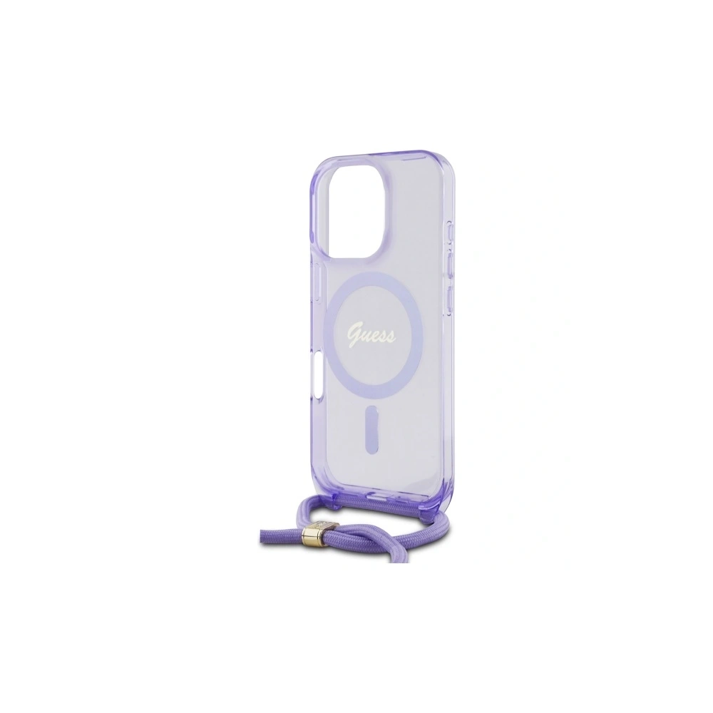 Hurtownia GSM - Etui Guess GUHMP16LHCTSGNSU Apple iPhone 16 Pro hardcase Crossbody Cord Script MagSafe fioletowy/purple - GUE4079 - {ean13} - Hurt