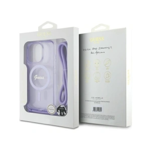 Etui Guess GUHMP16LHCTSGNSU Apple iPhone 16 Pro hardcase Crossbody Cord Script MagSafe fioletowy/purple