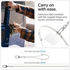 Smyczki Spigen Univerzální sada popruhů Crossbody a na zápěstí perleťově bílá