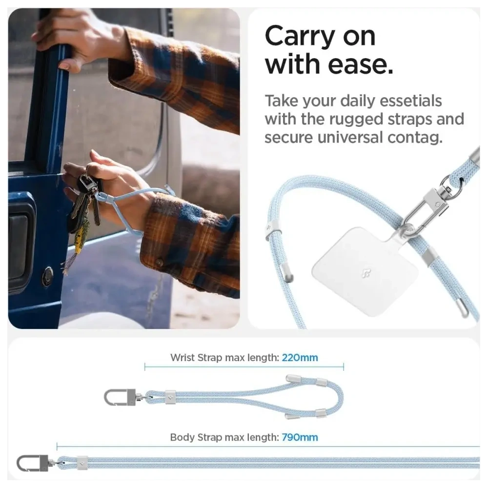 Wholesale Spigen Universal Strap Set Crossbody & Wrist Mute Blue - SPN16520 - {ean13} - Hurt