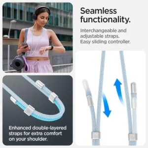 Smyčky Spigen Univerzální popruh Set Crossbody & Wrist Mute Blue