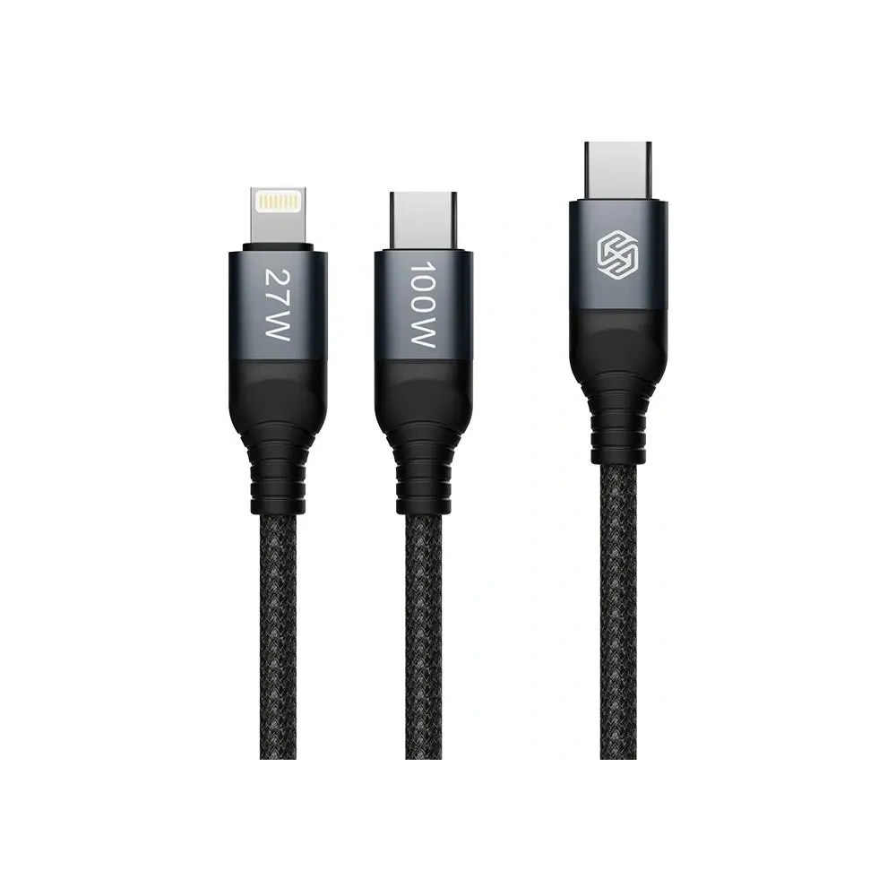 Wholesale Cable Nillkin Data Cable DualPower 2w1 USB-C PD 3.0 100W, Lightning PD 27W black - NLK1630 - {ean13} - Hurt