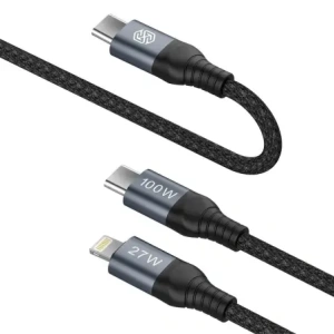 Wholesale Cable Nillkin Data Cable DualPower 2w1 USB-C PD 3.0 100W, Lightning PD 27W black - NLK1630 - {ean13} - Hurt